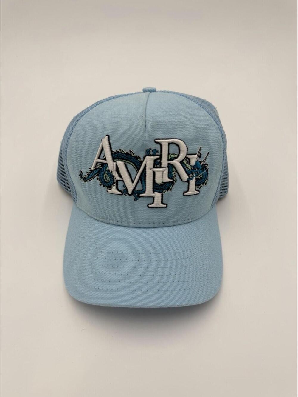 Amiri CNY Dragon Trucker Hat Light Blue Mesh Snapback